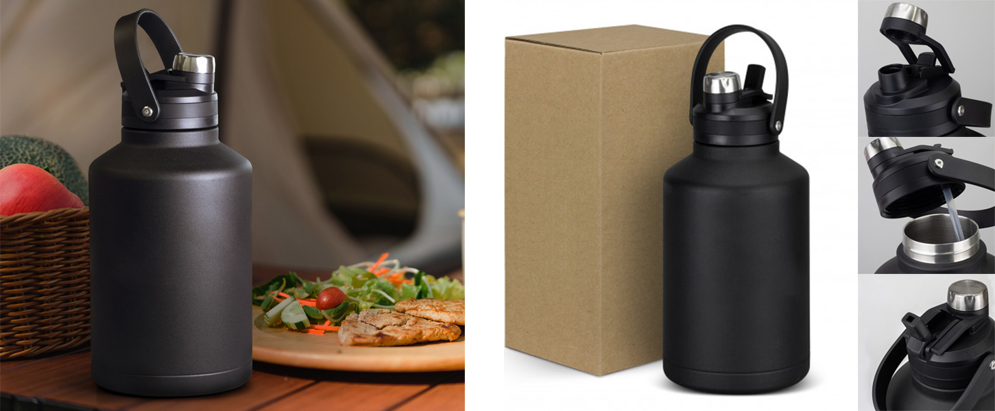 Stainless Steel Drink Bottle with a Bamboo Lid