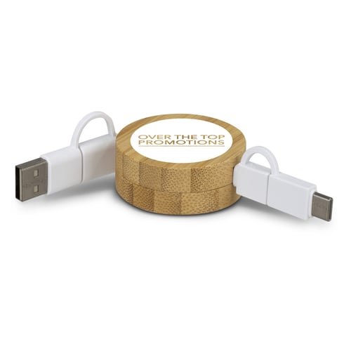Bamboo Retractable Charging Cable 124859