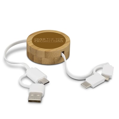 Bamboo Retractable Charging Cable