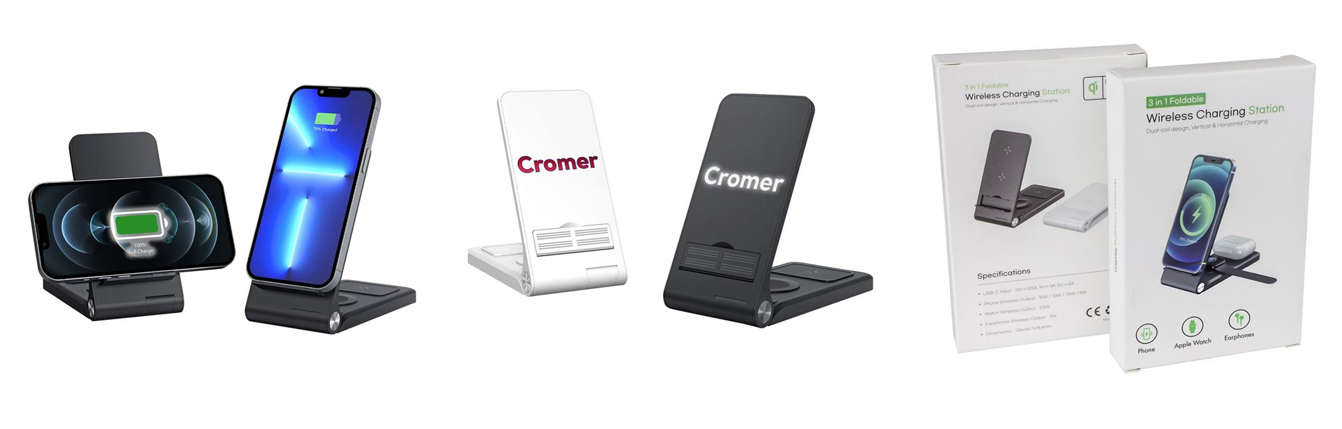 Cromer 3n1 15W Wireless Charger