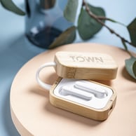 EARPHONES EARBUDS BLUETOOTH WITH BAMBOO CHARGING CASE TRESAN 6808