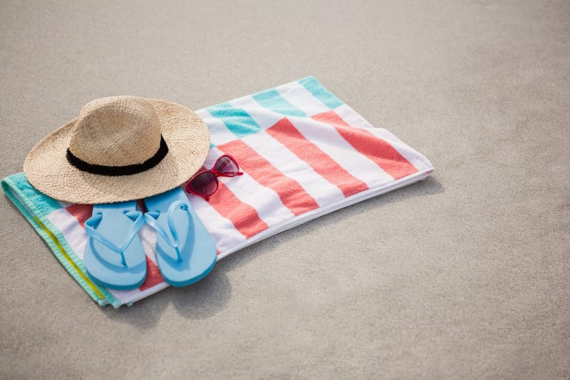 summer hat, summer towel